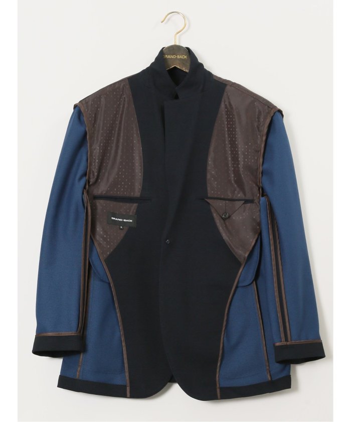 グランバック GRAND-BACK 【大きいサイズ】グランバック/GRAND-BACK ストレッチジャージ インディゴ 2ボタンジャケット(セットアップ可能) （青） 青