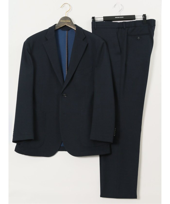 グランバック GRAND-BACK 【大きいサイズ】グランバック/GRAND-BACK ストレッチジャージ インディゴ 2ボタンジャケット(セットアップ可能) （青） 青