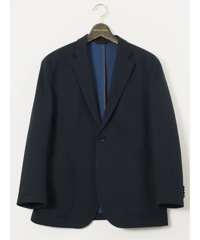 グランバック GRAND-BACK 【大きいサイズ】グランバック/GRAND-BACK ストレッチジャージ インディゴ 2ボタンジャケット(セットアップ可能) （紺） 紺