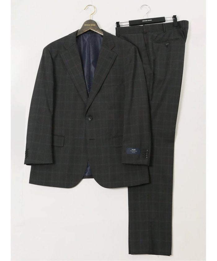 グランバック GRAND-BACK 【大きいサイズ】グランバック/GRAND-BACK ウール混 2ボタン2ピーススーツ チェックグレー （グレー） グレー