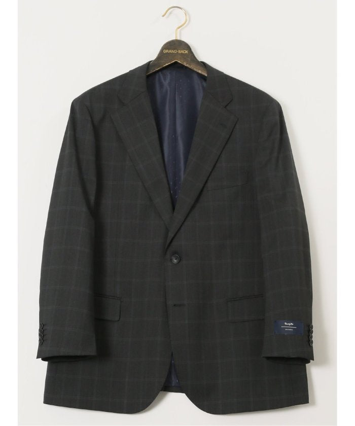 グランバック GRAND-BACK 【大きいサイズ】グランバック/GRAND-BACK ウール混 2ボタン2ピーススーツ チェックグレー （グレー） グレー