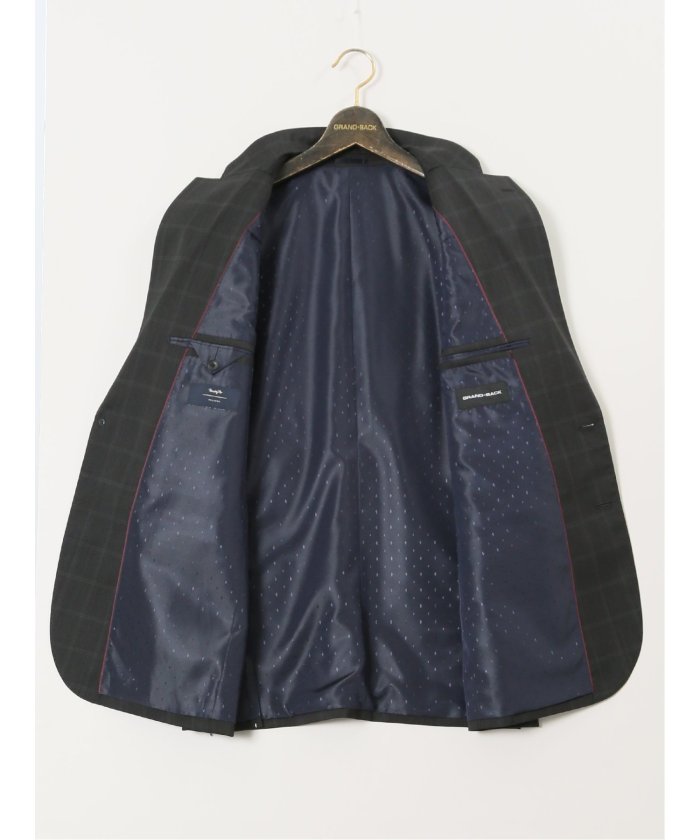 グランバック GRAND-BACK 【大きいサイズ】グランバック/GRAND-BACK ウール混 2ボタン2ピーススーツ チェックグレー （グレー） グレー