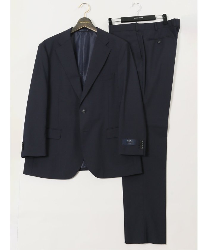グランバック GRAND-BACK 【大きいサイズ】グランバック/GRAND-BACK ウール混 2ボタン2ピーススーツ 地柄紺 （紺） 紺