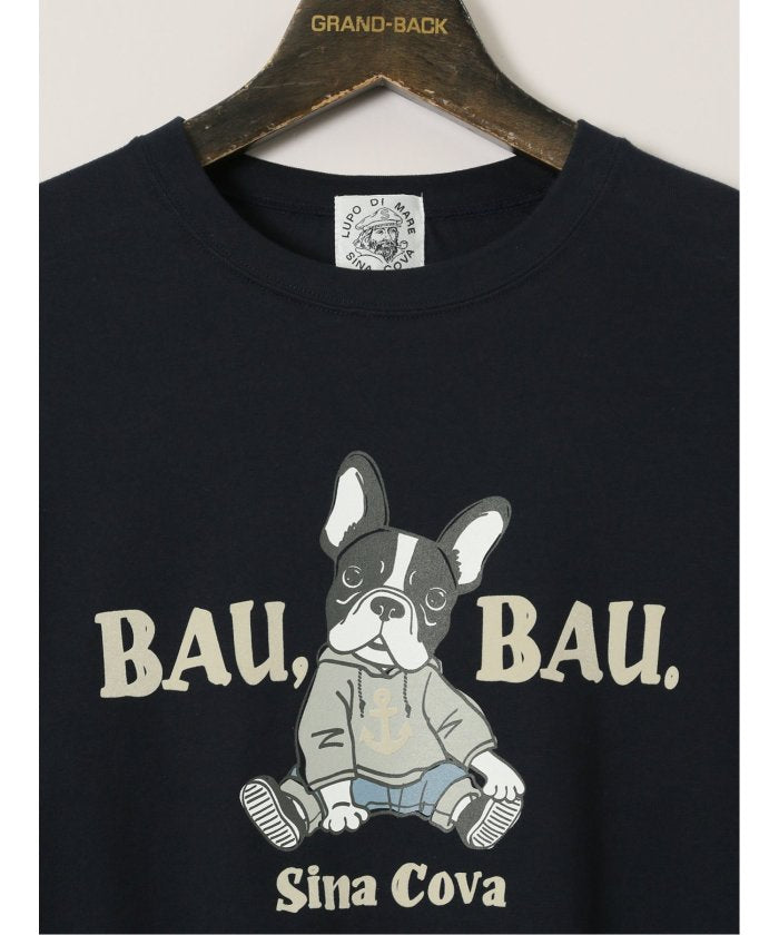 グランバック GRAND-BACK 【大きいサイズ】シナコバ/SINA COVA 綿天竺 BAUBAU クルーネック長袖Tシャツ （紺） 紺