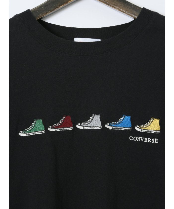 グランバック GRAND-BACK 【大きいサイズ】コンバース/CONVERSE シューズ刺繍 クルーネック長袖Tシャツ （白） 白