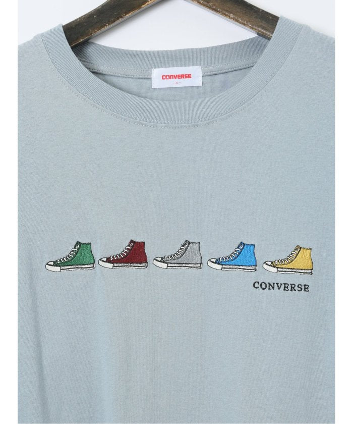 グランバック GRAND-BACK 【大きいサイズ】コンバース/CONVERSE シューズ刺繍 クルーネック長袖Tシャツ （白） 白