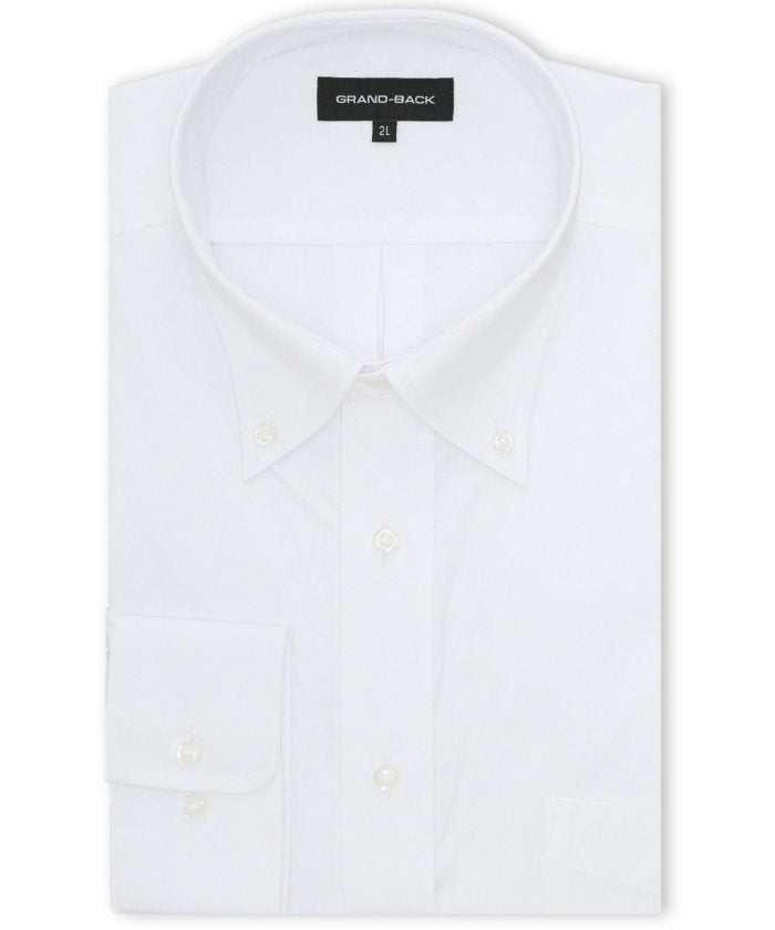 グランバック GRAND-BACK 【大きいサイズ】グランバック/GRAND-BACK 形態安定 ボタンダウン長袖シャツ （白） 白