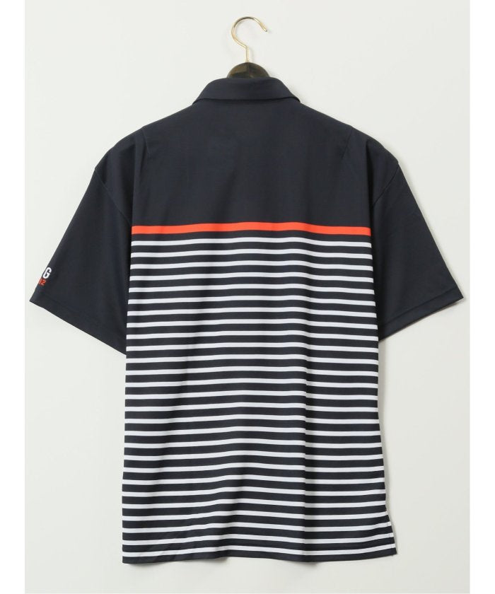 グランバック GRAND-BACK 【大きいサイズ】ルコックスポルティフ ゴルフ/le coq sportif GOLF LCS パネルボーダー柄 半袖 ポロシャツ （紺） 紺