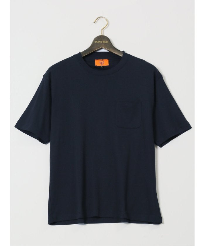 グランバック GRAND-BACK 【大きいサイズ】ジーステージ/G-stage 接触冷感 クルーネック 半袖 Tシャツ （紺） 紺