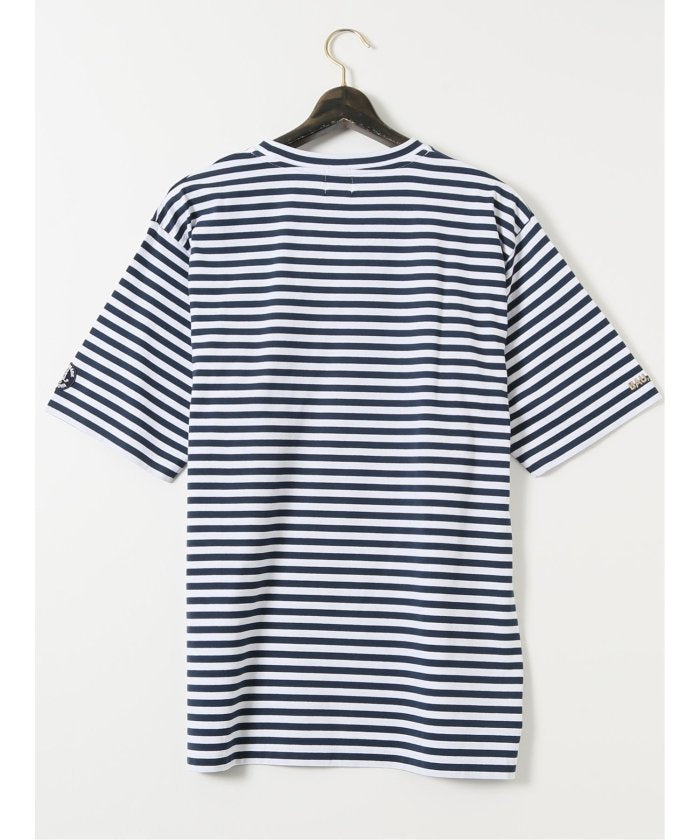 グランバック GRAND-BACK 【大きいサイズ】アウトドアプロダクツ/OUTDOOR PRODUCTS 度詰 天竺 ボーダー クルー 半袖 Tシャツ （青） 青