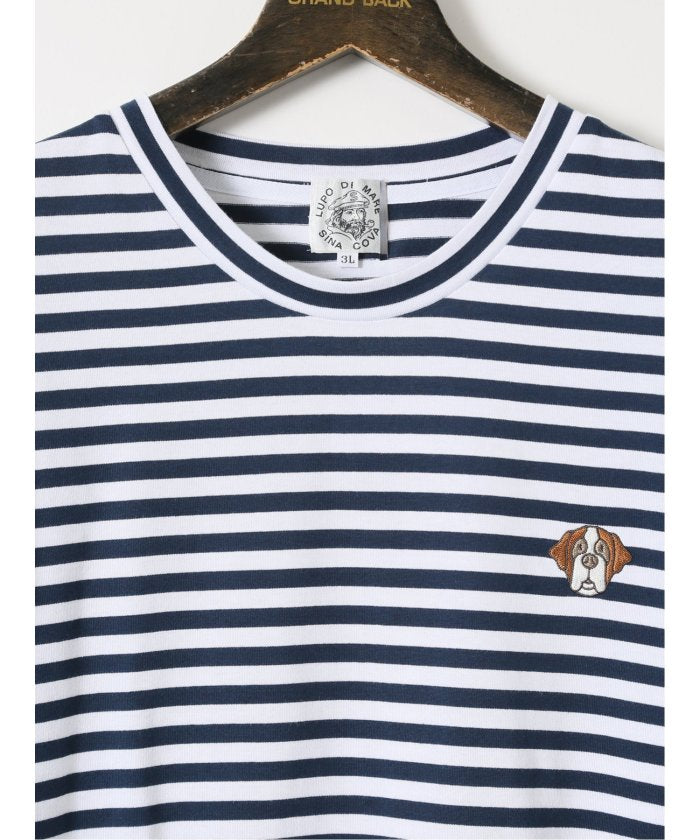 グランバック GRAND-BACK 【大きいサイズ】アウトドアプロダクツ/OUTDOOR PRODUCTS 度詰 天竺 ボーダー クルー 半袖 Tシャツ （青） 青