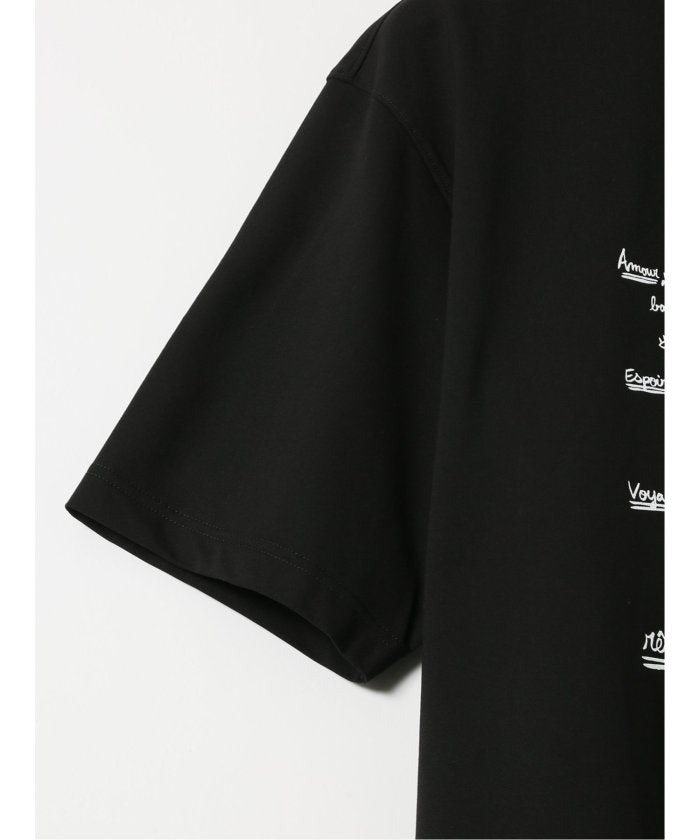 グランバック GRAND-BACK 【大きいサイズ】カステルバジャック/CASTELBAJAC 綿混 ストレッチ プリント クルー 半袖 Tシャツ （黒） 黒