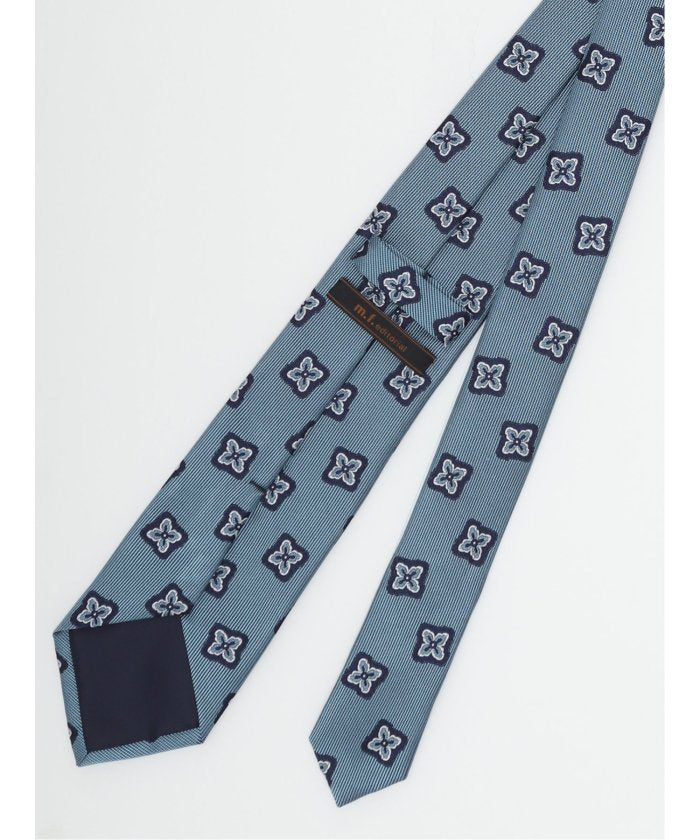 エムエフエディトリアル m.f.editorial 日本製 シルク小紋柄 レギュラータイ 8.0cm幅 （ターコイズ） ターコイズ