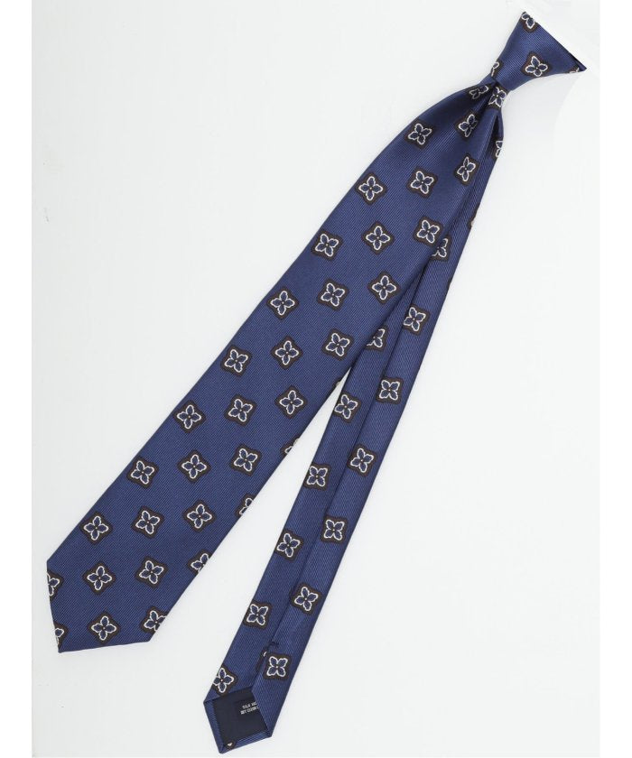 エムエフエディトリアル m.f.editorial 日本製 シルク小紋柄 レギュラータイ 8.0cm幅 （紺） 紺