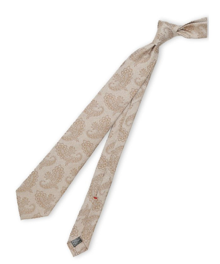 エムエフエディトリアル m.f.editorial セッテピエゲ シルクペイズリー柄 レギュラータイ 8cm幅 （ライトグレー） ライトグレー