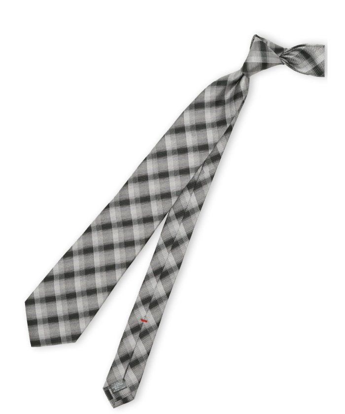 エムエフエディトリアル m.f.editorial セッテピエゲ シルクチェック柄 レギュラータイ 8cm幅 （黒） 黒