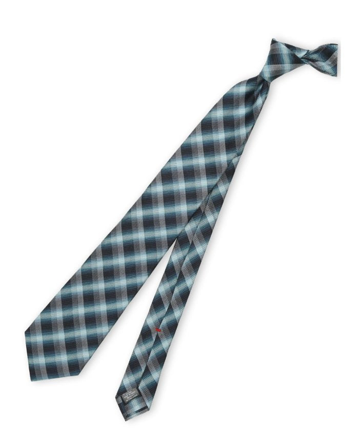 エムエフエディトリアル m.f.editorial セッテピエゲ シルクチェック柄 レギュラータイ 8cm幅 （黒） 黒