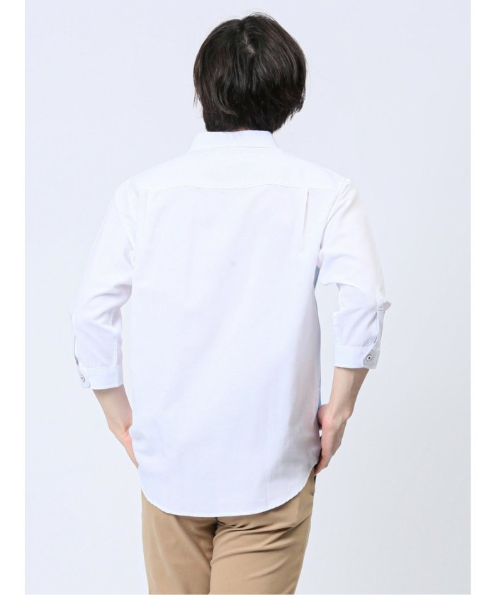 エムエフエディトリアル m.f.editorial 綿混オックス 切替レギュラーカラー7分袖シャツ メンズ シャツ カジュアル トップス インナー 半袖 ギフト プレゼント ライトアウター カーディガン アウター （紺） 紺