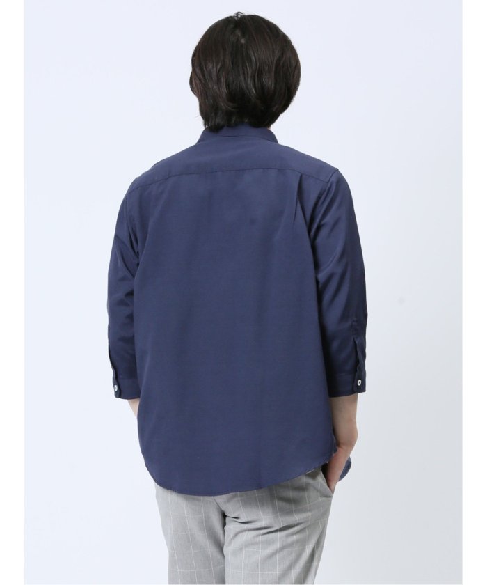 エムエフエディトリアル m.f.editorial 綿混オックス 切替レギュラーカラー7分袖シャツ メンズ シャツ カジュアル トップス インナー 半袖 ギフト プレゼント ライトアウター カーディガン アウター （紺） 紺