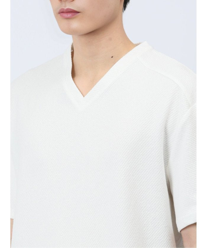 エムエフエディトリアル m.f.editorial ふくれカルゼ Vネック半袖Tシャツ メンズ Tシャツ カットソー カジュアル インナー トップス ギフト プレゼント （白） 白