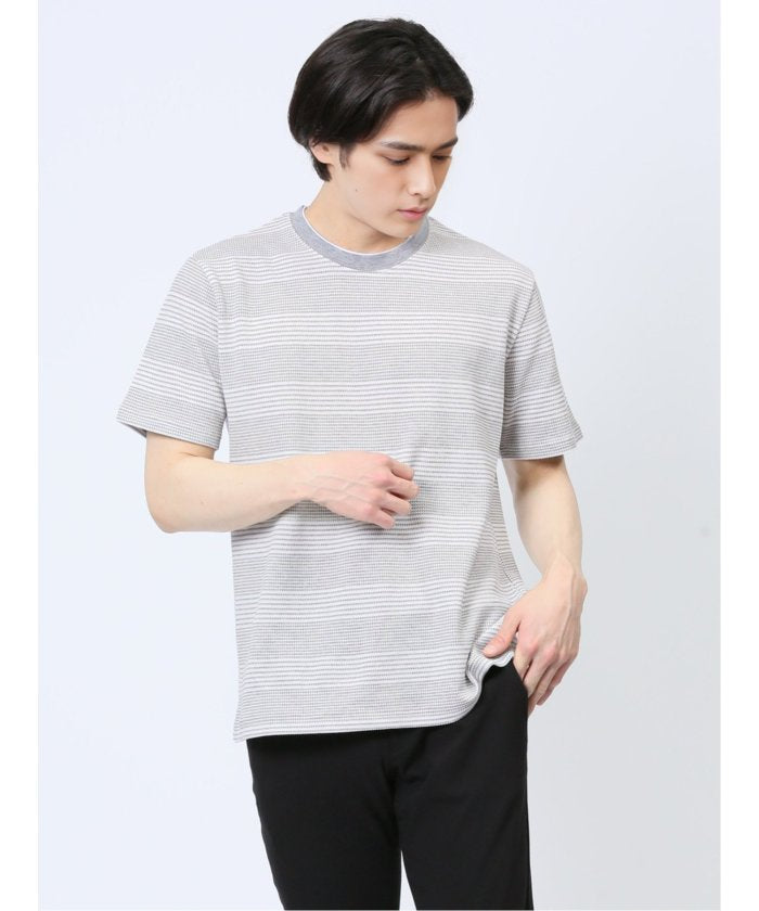 エムエフエディトリアル m.f.editorial ポップコーンボーダー フェイククルーネック半袖Tシャツ メンズ Tシャツ カットソー カジュアル インナー トップス ギフト プレゼント （ライトグレー） ライトグレー