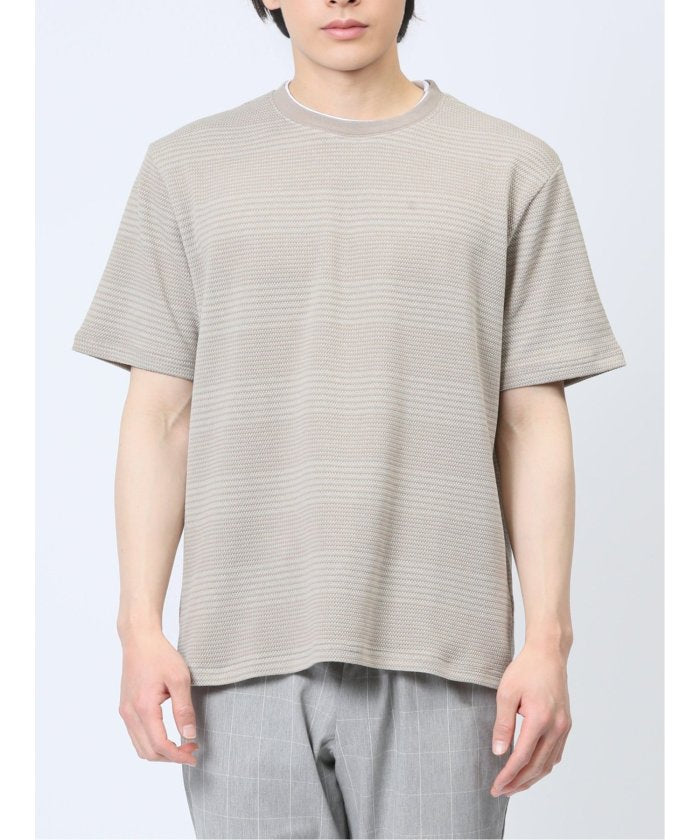 エムエフエディトリアル m.f.editorial ポップコーンボーダー フェイククルーネック半袖Tシャツ メンズ Tシャツ カットソー カジュアル インナー トップス ギフト プレゼント （ライトグレー） ライトグレー