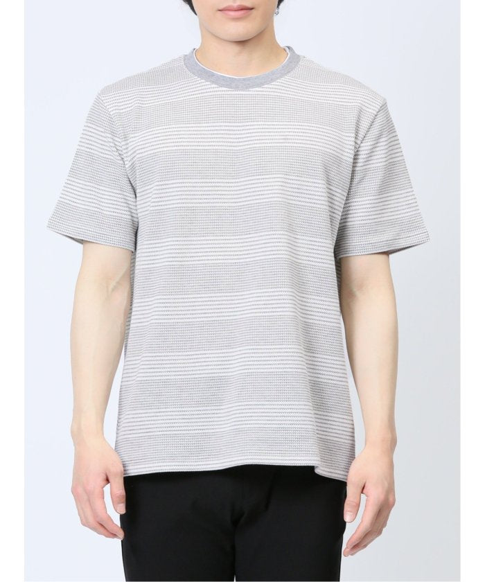 エムエフエディトリアル m.f.editorial ポップコーンボーダー フェイククルーネック半袖Tシャツ メンズ Tシャツ カットソー カジュアル インナー トップス ギフト プレゼント （ライトグレー） ライトグレー