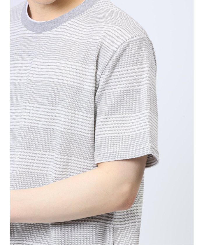 エムエフエディトリアル m.f.editorial ポップコーンボーダー フェイククルーネック半袖Tシャツ メンズ Tシャツ カットソー カジュアル インナー トップス ギフト プレゼント （ライトグレー） ライトグレー