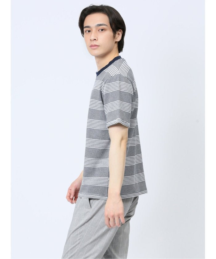 エムエフエディトリアル m.f.editorial ポップコーンボーダー フェイククルーネック半袖Tシャツ メンズ Tシャツ カットソー カジュアル インナー トップス ギフト プレゼント （ライトグレー） ライトグレー