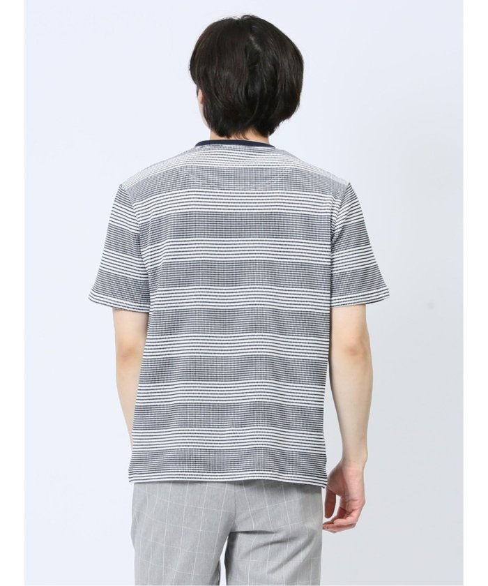 エムエフエディトリアル m.f.editorial ポップコーンボーダー フェイククルーネック半袖Tシャツ メンズ Tシャツ カットソー カジュアル インナー トップス ギフト プレゼント （ライトグレー） ライトグレー