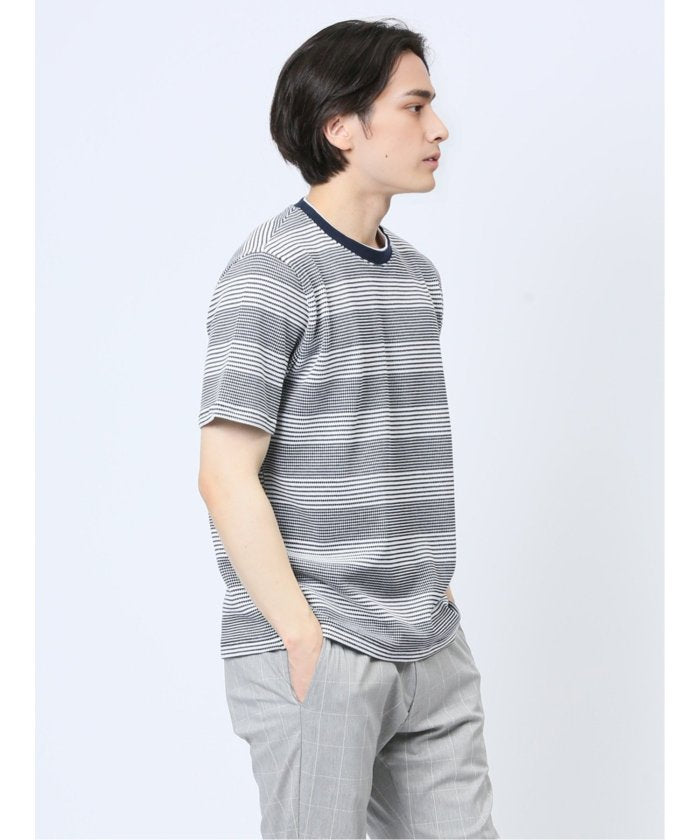 エムエフエディトリアル m.f.editorial ポップコーンボーダー フェイククルーネック半袖Tシャツ メンズ Tシャツ カットソー カジュアル インナー トップス ギフト プレゼント （ライトグレー） ライトグレー
