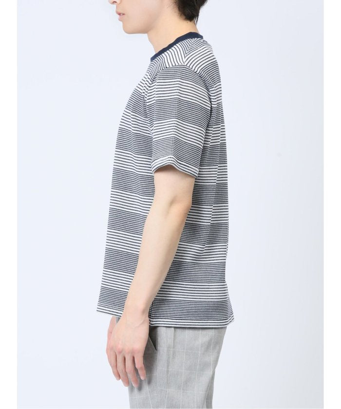 エムエフエディトリアル m.f.editorial ポップコーンボーダー フェイククルーネック半袖Tシャツ メンズ Tシャツ カットソー カジュアル インナー トップス ギフト プレゼント （ライトグレー） ライトグレー