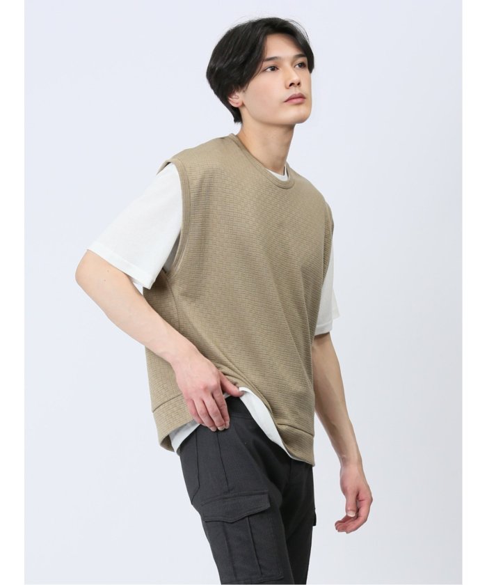 エムエフエディトリアル m.f.editorial クルーネックベスト&半袖Tシャツ アンサンブル メンズ Tシャツ カットソー カジュアル インナー トップス ギフト プレゼント （青） 青