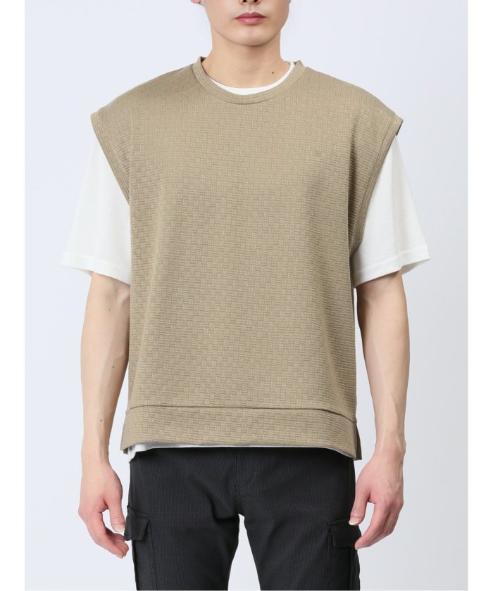 エムエフエディトリアル m.f.editorial クルーネックベスト&半袖Tシャツ アンサンブル メンズ Tシャツ カットソー カジュアル インナー トップス ギフト プレゼント （青） 青