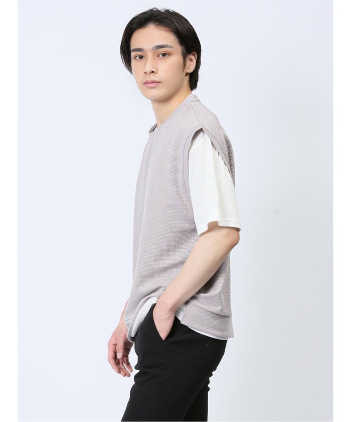 エムエフエディトリアル m.f.editorial クルーネックベスト&半袖Tシャツ アンサンブル メンズ Tシャツ カットソー カジュアル インナー トップス ギフト プレゼント （青） 青