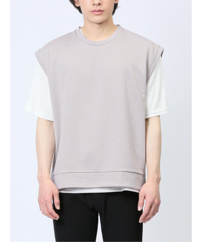 エムエフエディトリアル m.f.editorial クルーネックベスト&半袖Tシャツ アンサンブル メンズ Tシャツ カットソー カジュアル インナー トップス ギフト プレゼント （青） 青