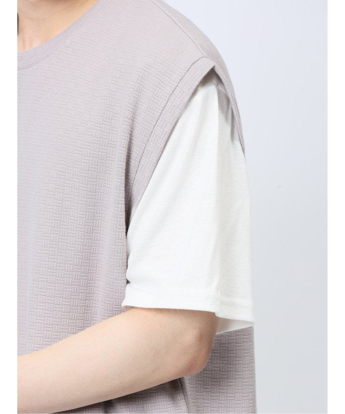 エムエフエディトリアル m.f.editorial クルーネックベスト&半袖Tシャツ アンサンブル メンズ Tシャツ カットソー カジュアル インナー トップス ギフト プレゼント （青） 青