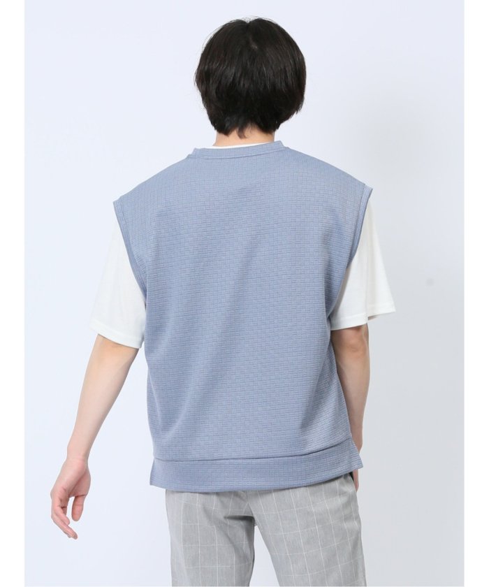 エムエフエディトリアル m.f.editorial クルーネックベスト&半袖Tシャツ アンサンブル メンズ Tシャツ カットソー カジュアル インナー トップス ギフト プレゼント （青） 青