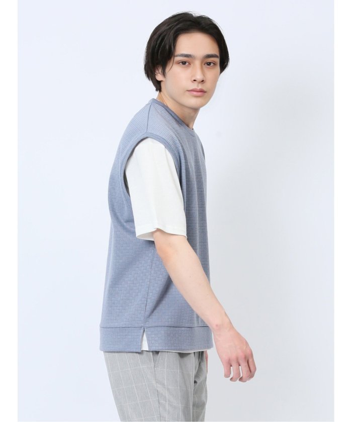エムエフエディトリアル m.f.editorial クルーネックベスト&半袖Tシャツ アンサンブル メンズ Tシャツ カットソー カジュアル インナー トップス ギフト プレゼント （青） 青