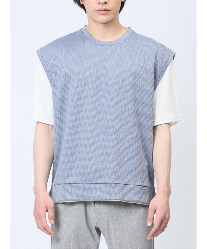 エムエフエディトリアル m.f.editorial クルーネックベスト&半袖Tシャツ アンサンブル メンズ Tシャツ カットソー カジュアル インナー トップス ギフト プレゼント （青） 青
