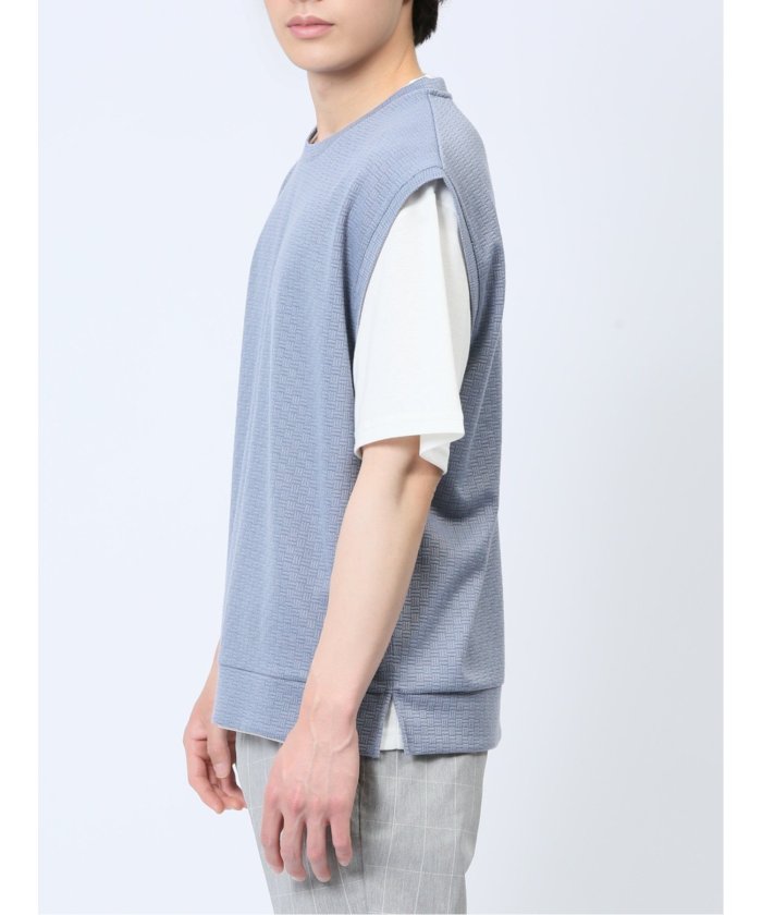 エムエフエディトリアル m.f.editorial クルーネックベスト&半袖Tシャツ アンサンブル メンズ Tシャツ カットソー カジュアル インナー トップス ギフト プレゼント （青） 青