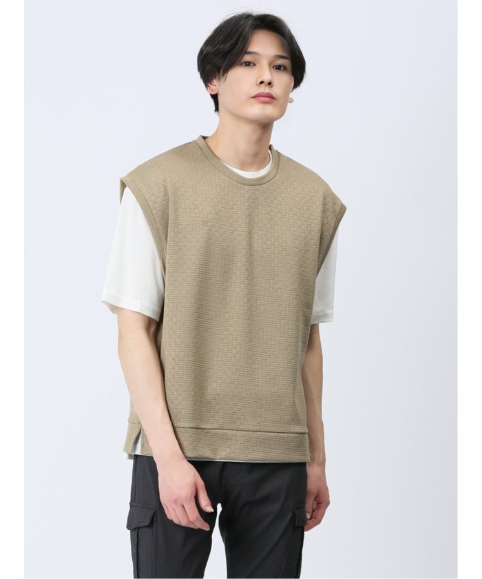エムエフエディトリアル m.f.editorial クルーネックベスト&半袖Tシャツ アンサンブル メンズ Tシャツ カットソー カジュアル インナー トップス ギフト プレゼント （ベージュ） ベージュ