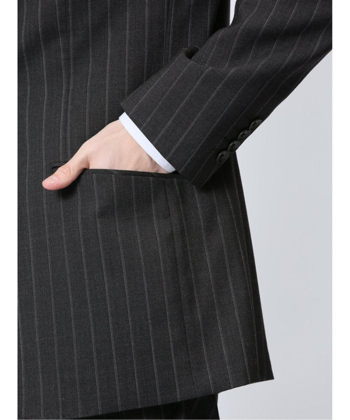 エムエフエディトリアル m.f.editorial ウール混 レギュラーフィット 2ボタン2ピーススーツ ストライプグレー （グレー） グレー