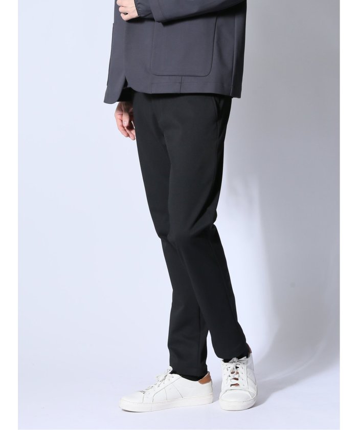 circle motion JERSEY スリムパンツ(セットアップ可能) （黒） メンズ パンツ ボトム ストレッチ カジュアル ビジネス 通勤 仕事 黒