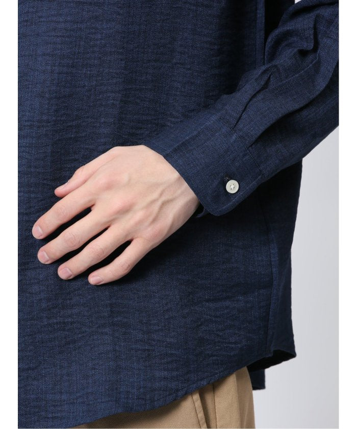 テックリネン レギュラーカラー長袖シャツ （白） メンズ シャツ カジュアル トップス インナー 長袖 ギフト プレゼント ライトアウター カーディガン アウター 白