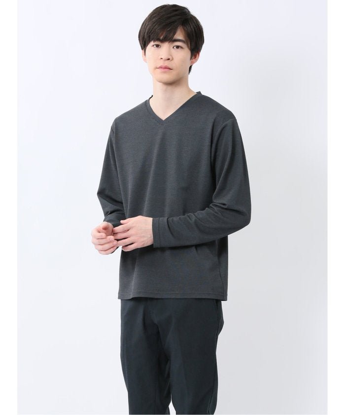 ノータベネ/NOTABENE メランジ鹿の子 Vネック長袖Tシャツ （グレー） メンズ Tシャツ カットソー カジュアル インナー トップス ギフト プレゼント グレー