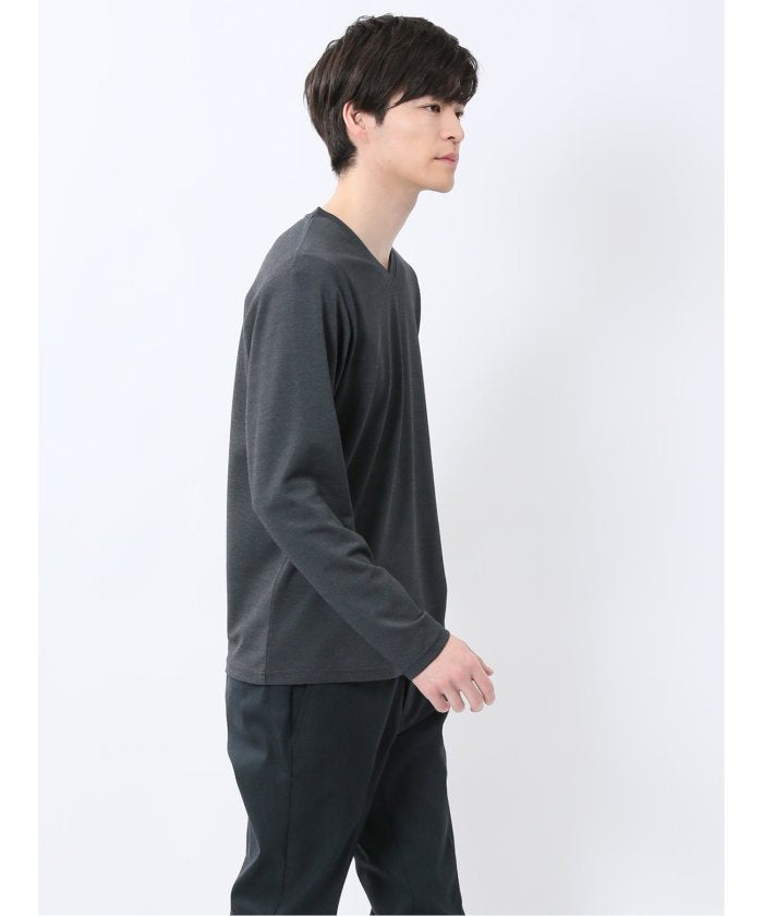 ノータベネ/NOTABENE メランジ鹿の子 Vネック長袖Tシャツ （グレー） メンズ Tシャツ カットソー カジュアル インナー トップス ギフト プレゼント グレー