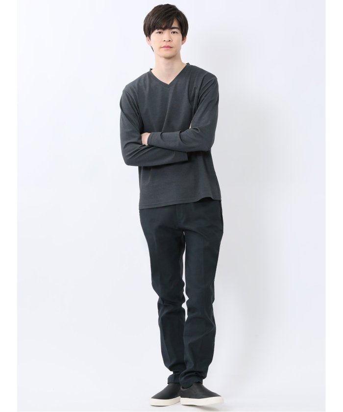 ノータベネ/NOTABENE メランジ鹿の子 Vネック長袖Tシャツ （グレー） メンズ Tシャツ カットソー カジュアル インナー トップス ギフト プレゼント グレー