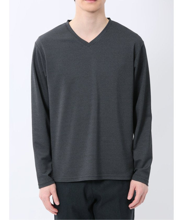 ノータベネ/NOTABENE メランジ鹿の子 Vネック長袖Tシャツ （グレー） メンズ Tシャツ カットソー カジュアル インナー トップス ギフト プレゼント グレー