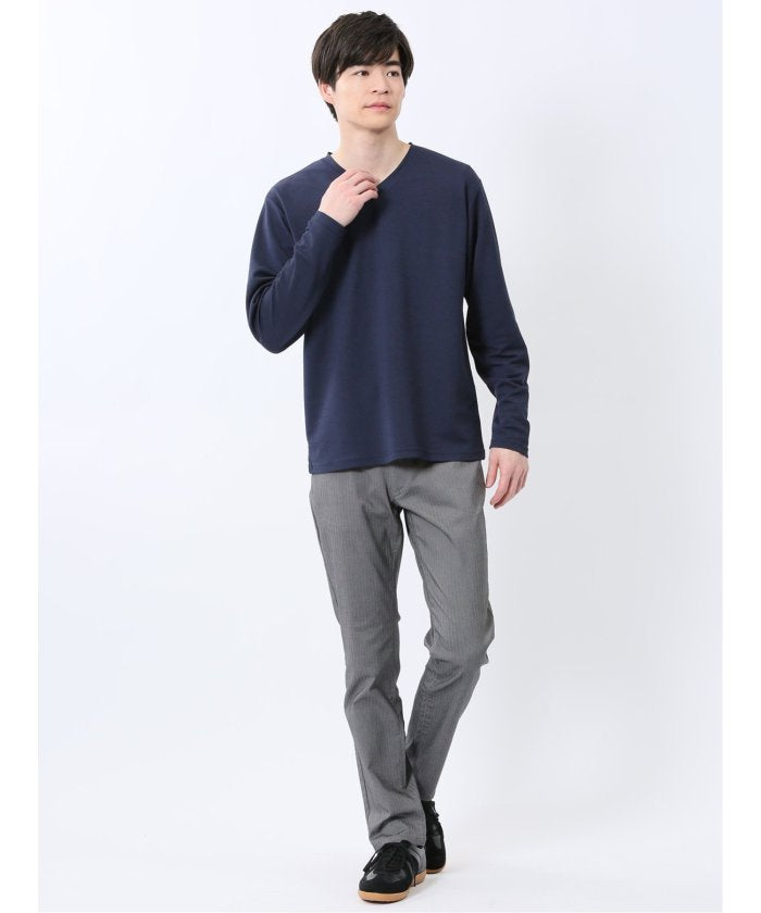 ノータベネ/NOTABENE メランジ鹿の子 Vネック長袖Tシャツ （グレー） メンズ Tシャツ カットソー カジュアル インナー トップス ギフト プレゼント グレー